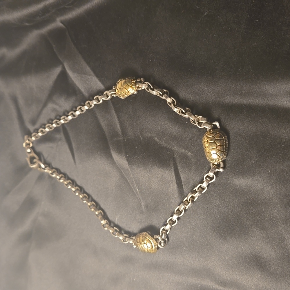 Barry Kieselstein Cord 3 Turtle Necklace 14K Gold 925 Silver Necklace